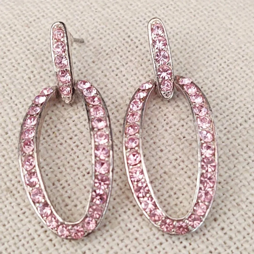 Monet pink crystal door knocker earrings